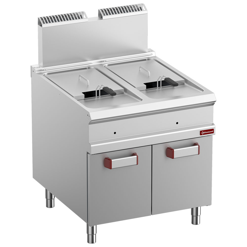 Friteuse gaz 2 cuve 18 lit. (2x 18 kW) sur meuble fermé - Déstockage