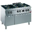 Fourneau 6 feux vifs, four gaz GN 2/1, armoire neutre