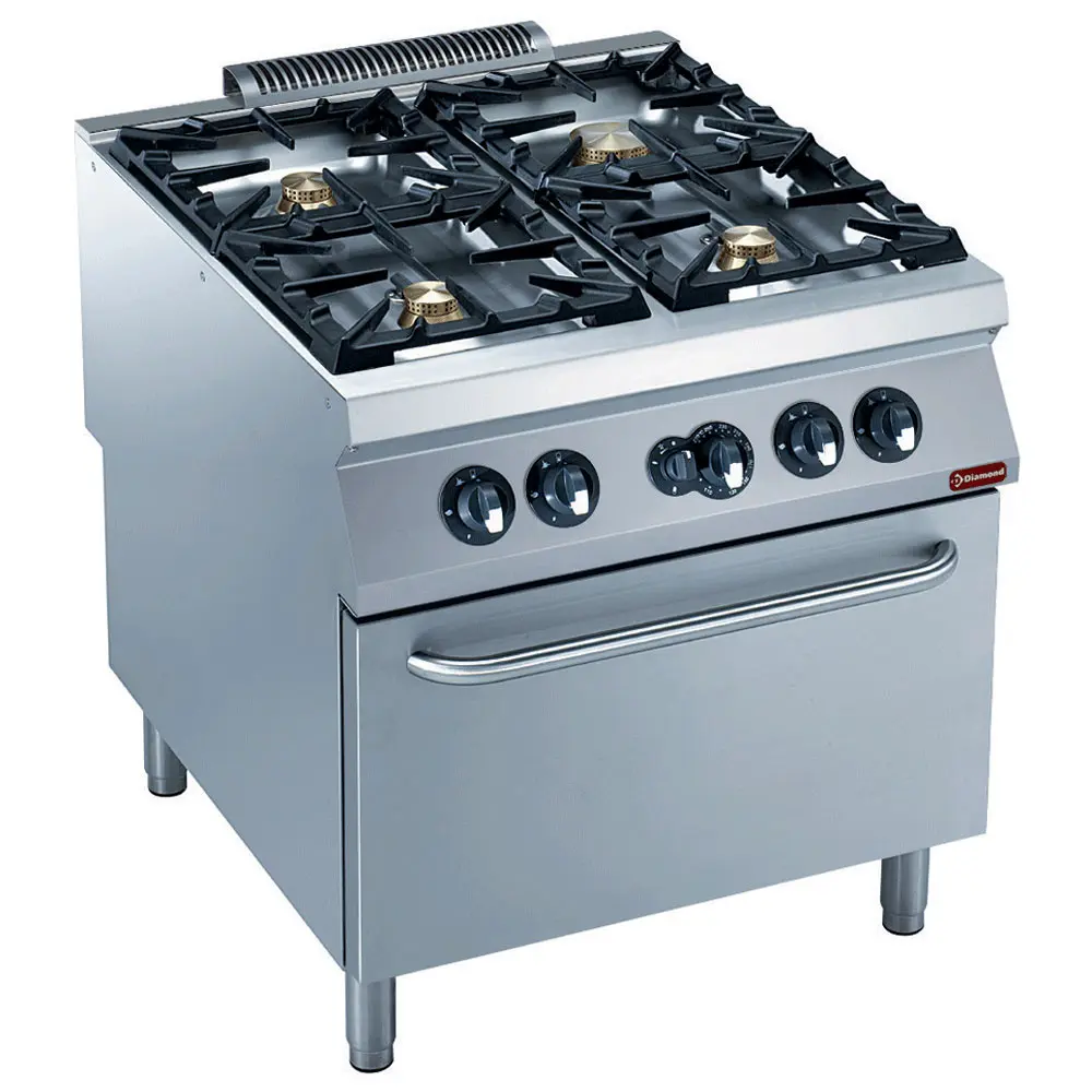 Fourneau gaz 4 feux vifs, four gaz GN 2/1