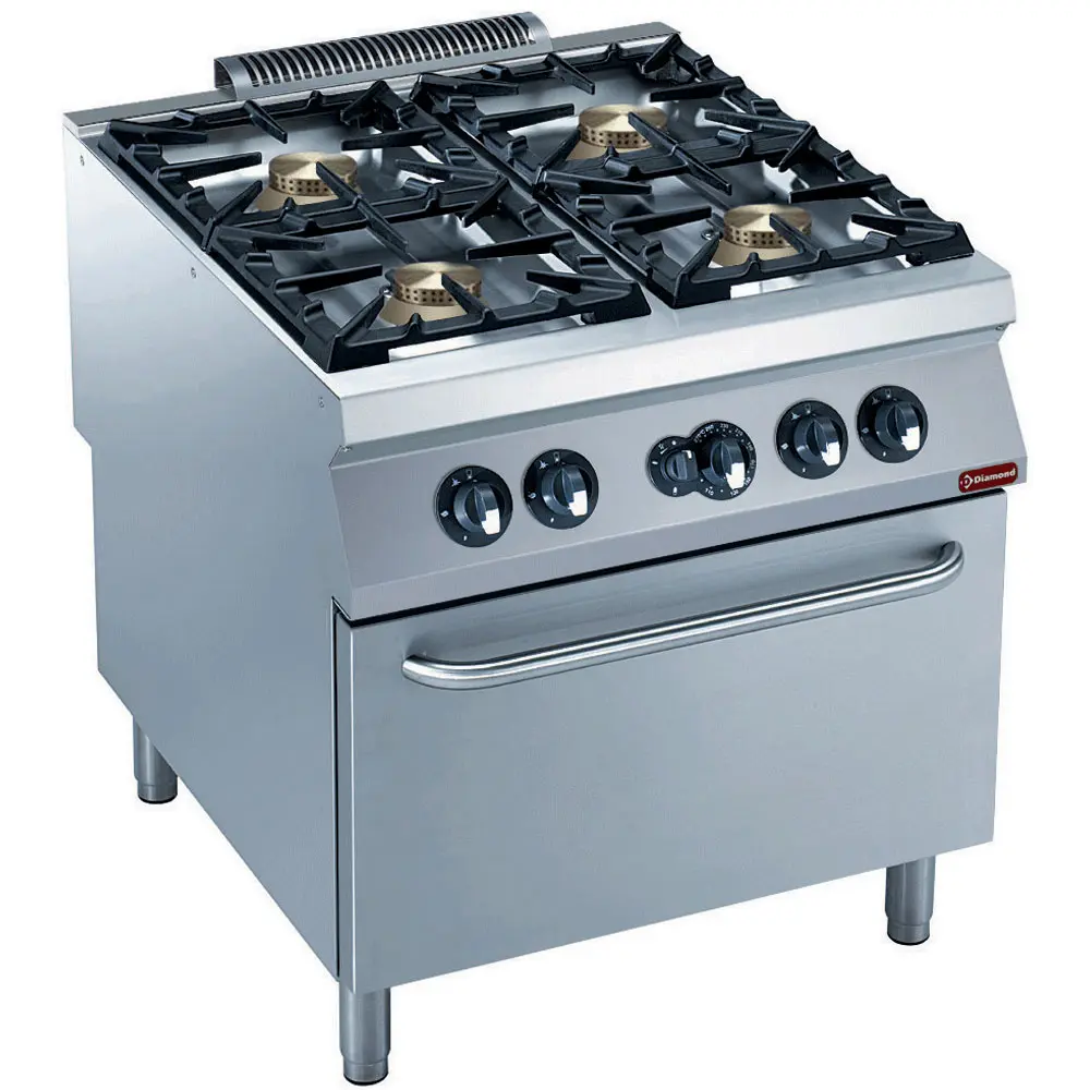 Fourneau gaz 4 feux vifs, four gaz GN 2/1 "POWERFUL"