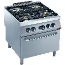 Fourneau gaz 4 feux vifs, four gaz GN 2/1 "POWERFUL"