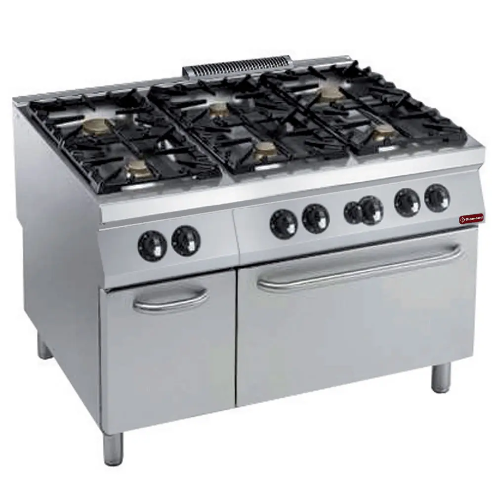 Fourneau 6 feux gaz (Power) + four gaz GN 2/1, armoire neutre