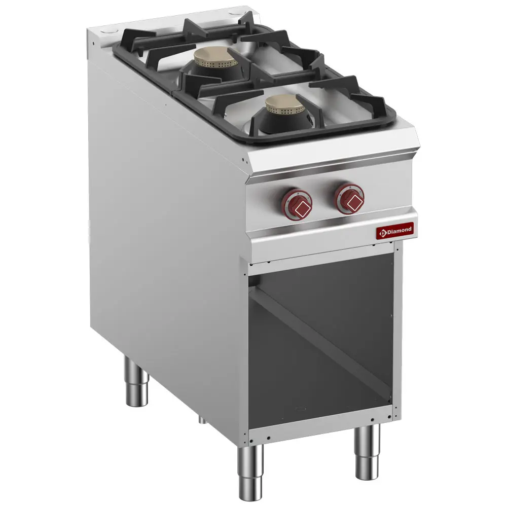 Fourneau 2 feux gaz, armoire ouverte