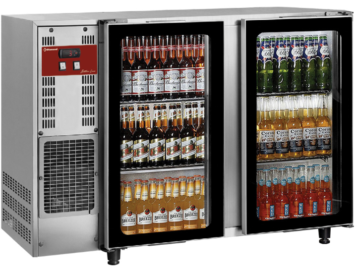 Refroidisseur de bouteilles, acier inox, 2 portes vitrées, 375 Lt. 
