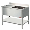 Plonge 1 cuve 600x500xh325, égouttoir gauche, avec tablette inférieure