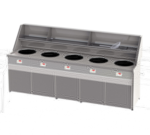 [SO-FGS5N] Friteuse électronique gaz - Type Santana - 5 Cuves rondes