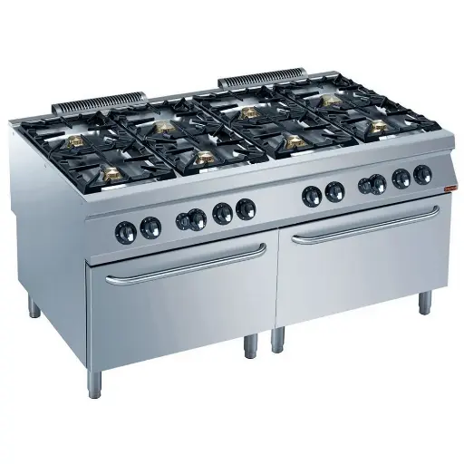 [DI-G22/8BF16-N] Fourneau gaz 8 feux vifs, 2 fours gaz GN 2/1