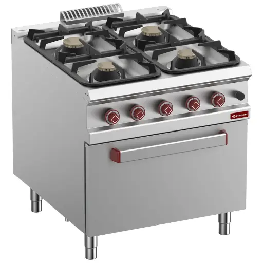 [DI-G9/4BF8-N] Fourneau 4 feux sur four gaz GN 2/1