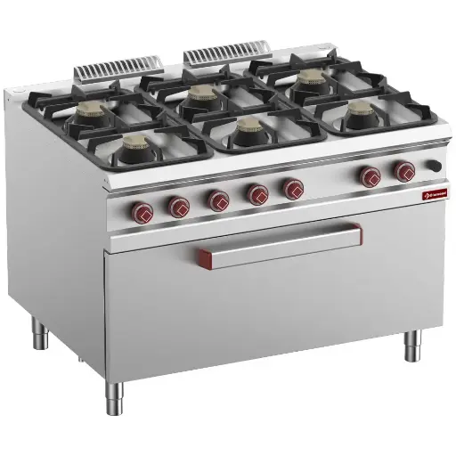 [DI-G9/6BFM12-N] Fourneau 6 feux sur MAXI four gaz