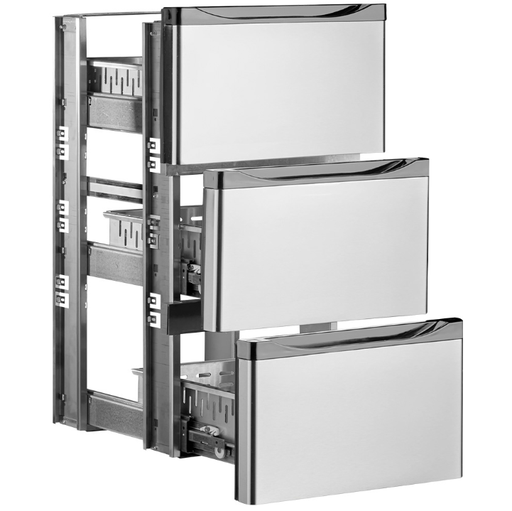 [DI-T1/3-X] Kit bloc tiroirs, acier inox, (1/3+1/3+1/3) x TAV